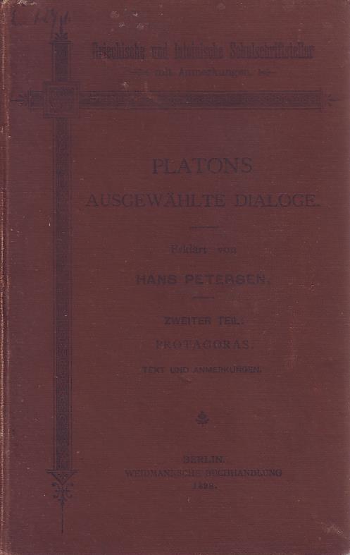 Platons Ausgewahlte dialoge: Protagoras