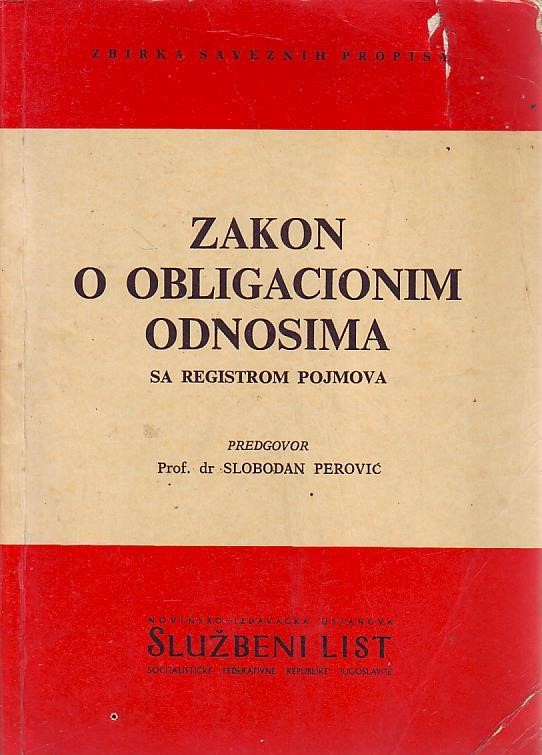 Zakon o obligacionim odnosima sa registrom pojmova